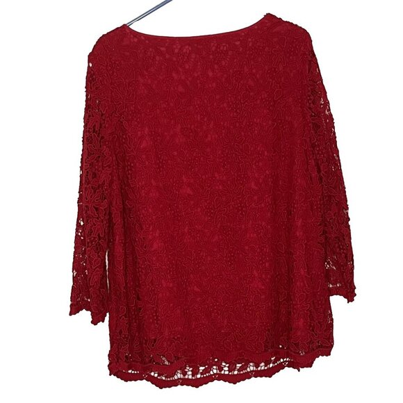 Talbots Crimson Floral Lace Top - Picture 2 of 6